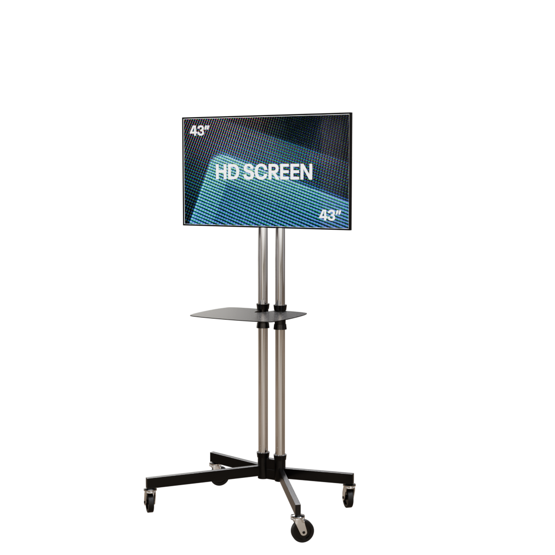 43″ Screen & 2M High Stand & Shelf