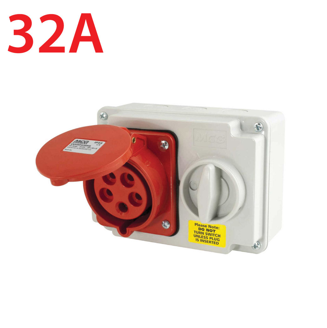 Mains supply – 32A three phase (18kW max)